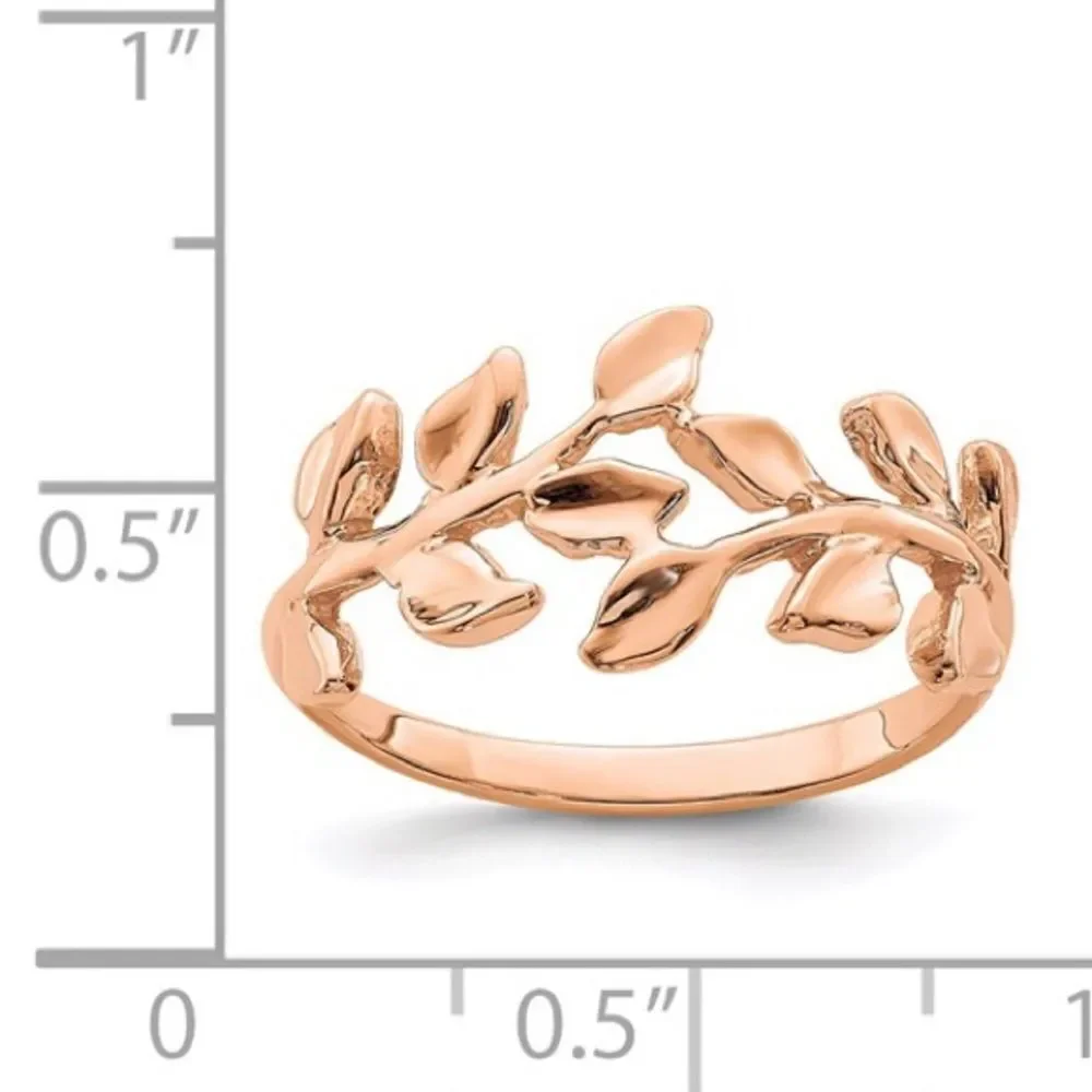 14K Rose Polished Leaf Ring | The Wholesale Jewelers